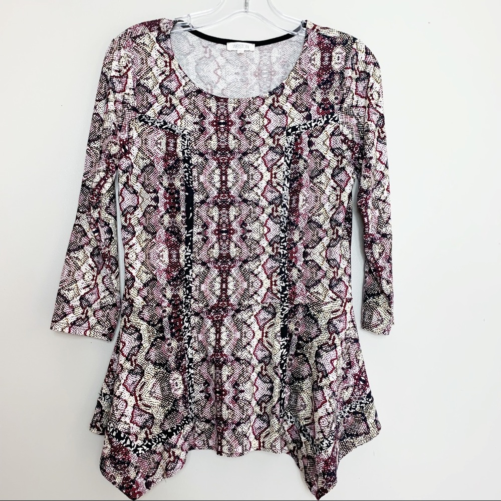 Anthropologie | Snakeskin Peplum Blouse Medium